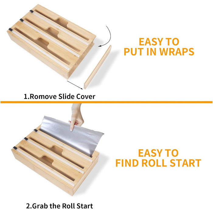 Диспенсер для рулонів фольги 30,7 см потрійний, бамбук DOSYEN