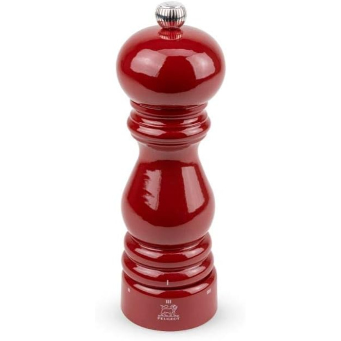 Ручний млин для перцю Peugeot Paris, регулювання помелу u'Select, висота дерево, чорний, 23720 (18 см, червоний лакований)