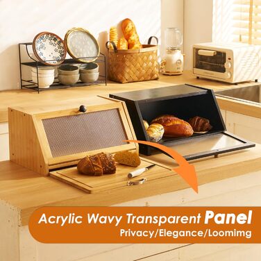 Хлібниця з обробною дошкою чорний YOUDENOVA