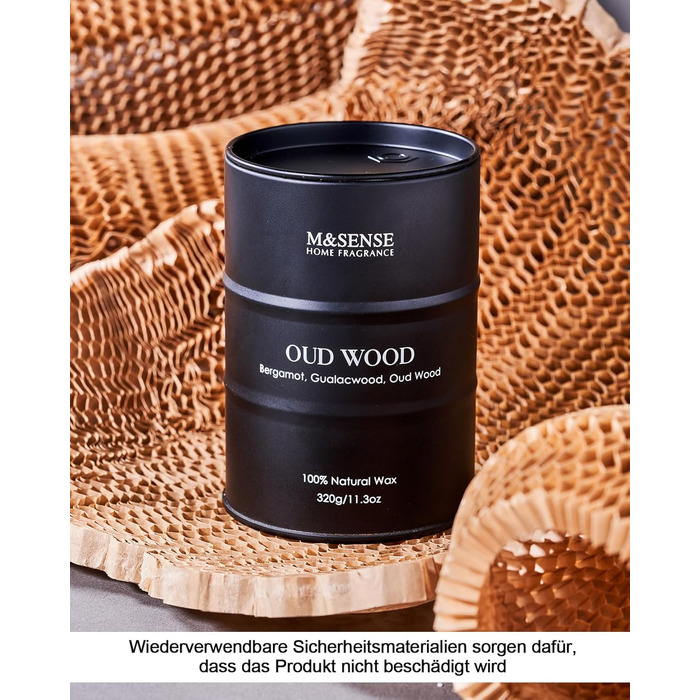 Ароматичні свічки M&SENSE з натурального соєвого воску, натуральна соєва свічка для домашнього декору, тривале горіння до 70 годин, класні подарунки-свічки для чоловіків і жінок (320 г, бамбуковий потік)