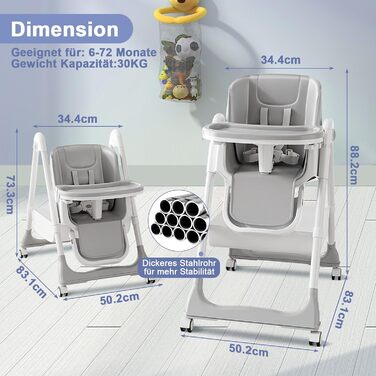 Дитячий стільчик для годування від 6 місяців ONNWIN
