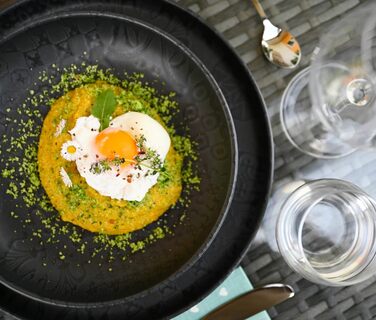 Серії Плитка Сучасний вінтажний набір посуду для 2 осіб у мавританському дизайні з матовою глазур'ю, столовий сервіз із 8 предметів із тарілками та мисками з високоякісної кераміки, керамограніту, чорного кольору, 934064