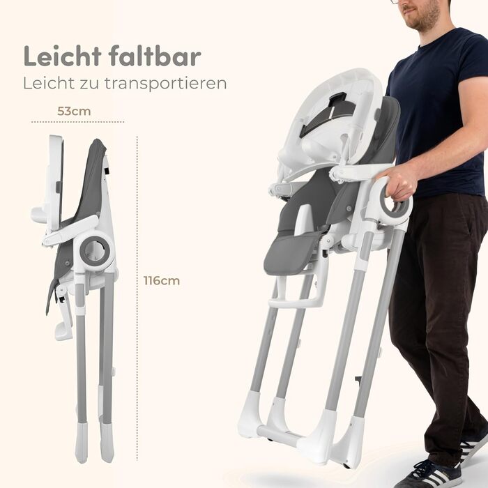 Дитячий стільчик для годування від 6 місяців темно-сірий Sweety Fox