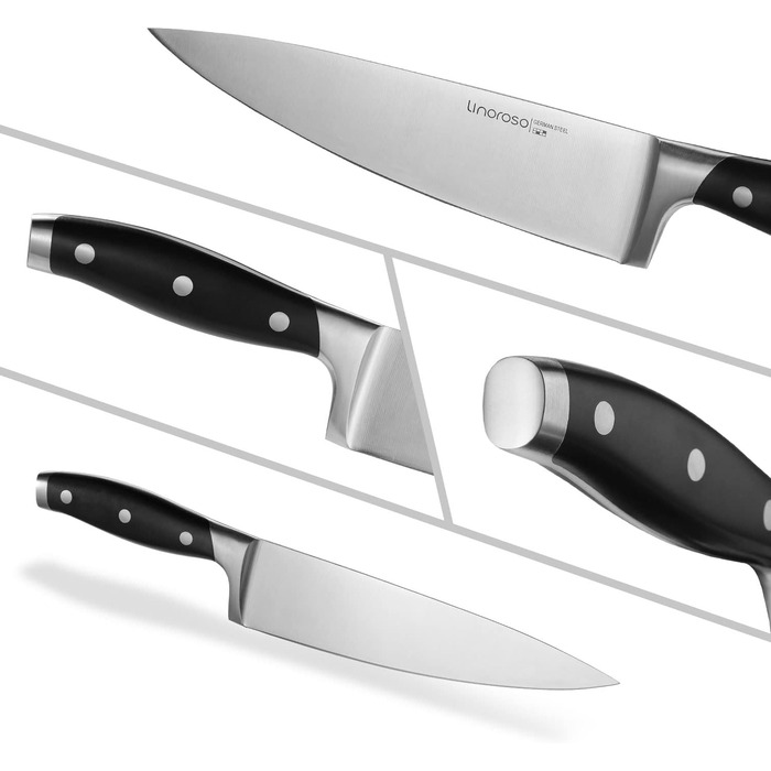 Поварской нож Lioroso 8-дюймовый профессиональный кухонный нож, ультраострый поварской нож с кованым лезвием из кованой немецкой нержавеющей стали, полный стержень, эргономичная ручка - 8-дюймовый кухонный нож серии Classic