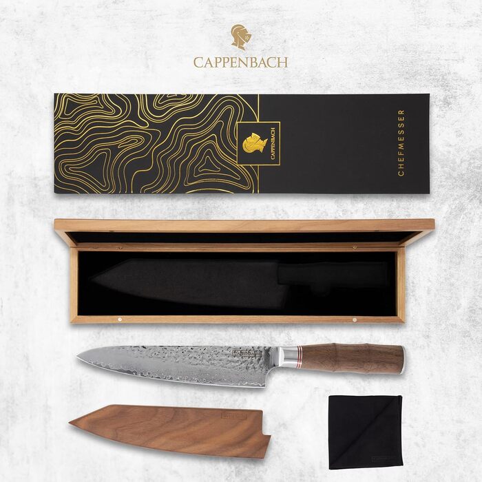 Ніж кухарський 20 см, дамаська сталь CAPPENBACH