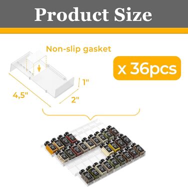 Органайзер для спецій пластиковий розсувний, 36 комірок, прозорий Famhap