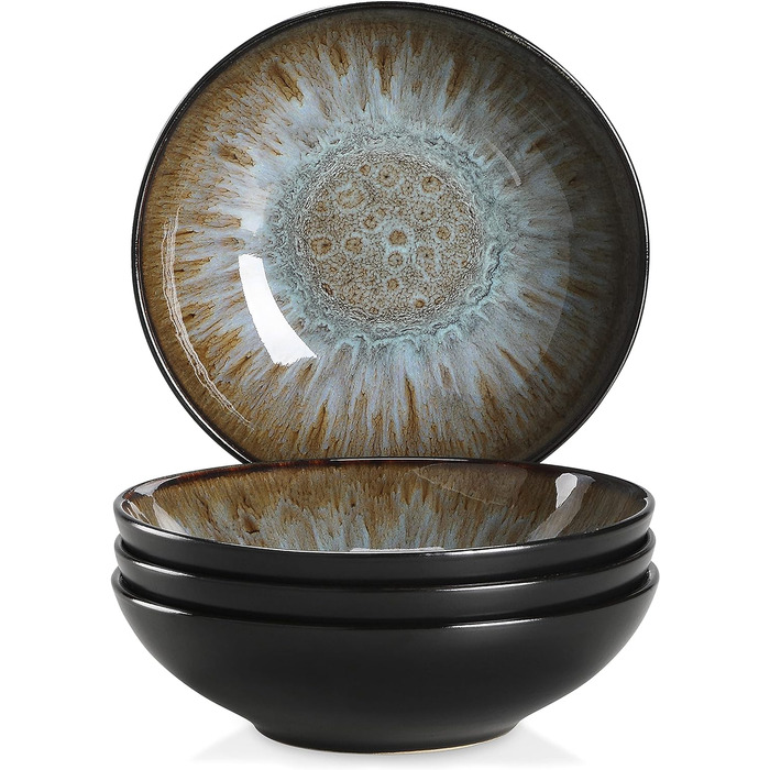 Столовий сервіз з керамограніту, комбінований сервіз BUBBLE vancasso з 32 предметів з фаянсу, набір посуду у вінтажному вигляді, включає миски з пластівцями, кавові чашки, десертні тарілки та обідні тарілки на 8 осіб (VC-BUBBLE-BN-STP-FR, Bubble-bn)