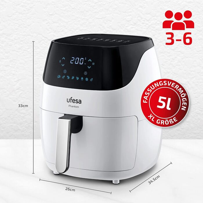 Аерофритюрниця 5 л, 8 програм, 1500 Вт Ufesa