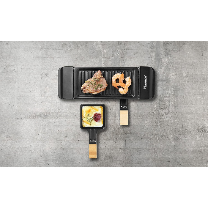 Міні-гриль із двома сковородами та двома скребками для дерева 350 Вт Bestron