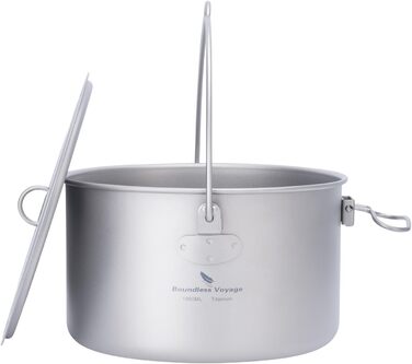 Безмежна подорож на відкритому повітрі 750 мл 800 мл 1100 мл 1300 мл Титановий горщик з кришкою Складна ручка для застави Кемпінг Піші прогулянки Пікнік Ультралегкий портативний пляшка для води Чашка Кухоль Набір свиней (банка 1950 мл)