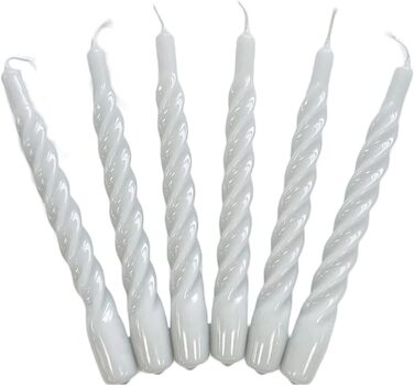 Свічки з крученим конусом, виготовлені в Італії, доступні 25 кольорів, лаковані настільні свічки, спіральні свічки з тривалим часом горіння 5 годин, декоративні свічки, 6 шт. , 2,2 x 21 см (світло-сірі)