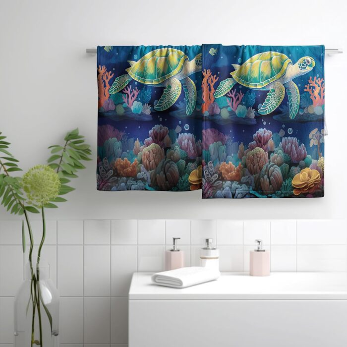 Різдвяні кухонні рушники Kwlegh, рушник для рук, різдвяна ялинка, цукерка-тростина, сніжинка, рушник для пальців, набір з 2 шт. , милий чоловічий банний рушник, високопоглинаючі рушники, 36 x (зелена морська черепаха)