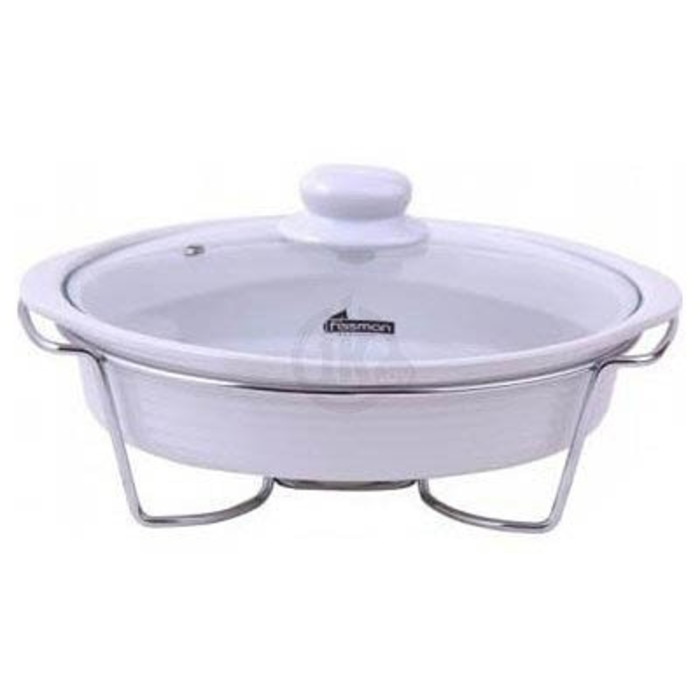 Овальный мармит с крышкой Fissman 28 х 20 х 9,5 см с подставкой для греющей свечи (6012)