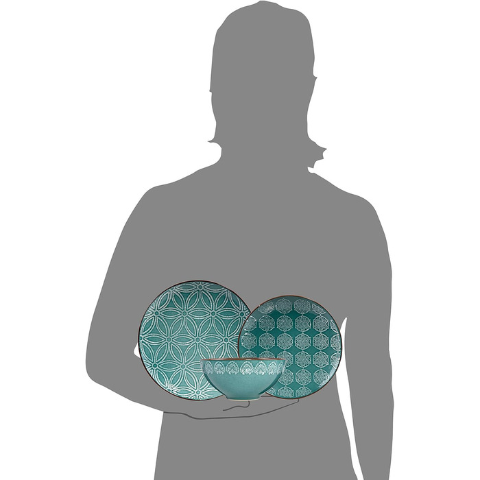 СПІВАЧКА Обідній сервіз Faro Stoneware, набір посуду з 12 предметів на 4 персони, унікальний і квітковий візерунок 12 шт.