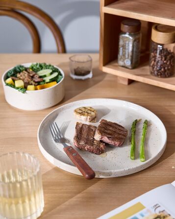 Набір посуду Richmount Nebula для 6 осіб, набір тарілок та мисок із 18 предметів, набір посуду з крапчастої кераміки, можна мити в мікрохвильовій печі та посудомийній машині, сервіз Nebula для 6 осіб (кремово-білі цятки, сервіз Nebula для 4 осіб)