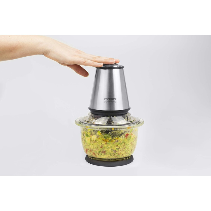 Універсальний подрібнювач, 4 високоякісних ножа з нержавіючої сталі, міцна скляна ємність об'ємом 1,2 літра, ідеально підходить як подрібнювач для фруктів, овочів, риби, м'яса, горіхів, 400