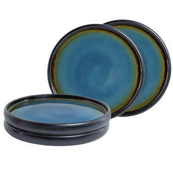 Набір з 4 десертних тарілок 21 см, синя реактивна глазур Moritz & Moritz