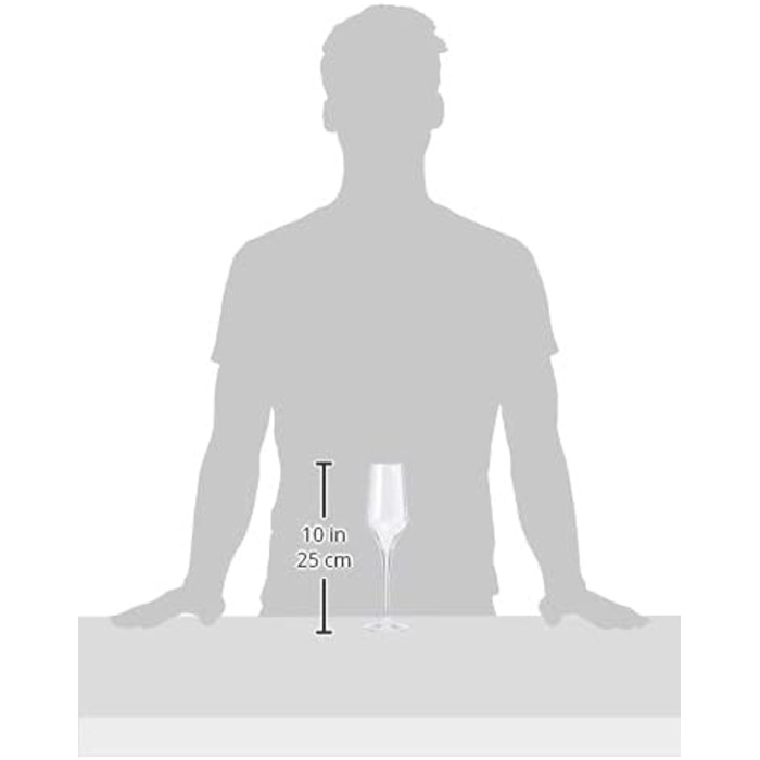 Коробка з 6 флейт для шампанського кришталево прозора 6,4 x 6,4 x 25 см, 7540461 Supremo