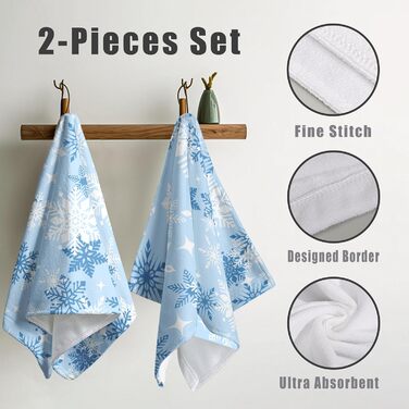 Різдвяні кухонні рушники Kwlegh, рушник для рук, різдвяна ялинка, цукерка-тростина, сніжинка, рушник для пальців, набір з 2 шт. , милий чоловічий банний рушник, високопоглинаючі рушники, 36 x (синя сніжинка)