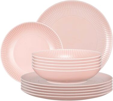 Набір тарілок на 6 персон, 12 предметів, рожевий Amina Seltmann Weiden
