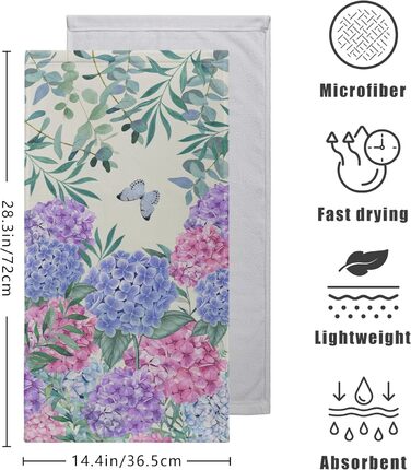 Різдвяні кухонні рушники Kwlegh, рушник для рук, різдвяна ялинка, цукерка-тростина, сніжинка, рушник для пальців, набір з 2 шт. , милий чоловічий банний рушник, високопоглинаючі рушники, 36 x (гортензія-метелик)