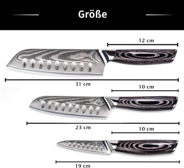 Набор дамасских ножей 31 23 и 19 см Pro Wolfblood
