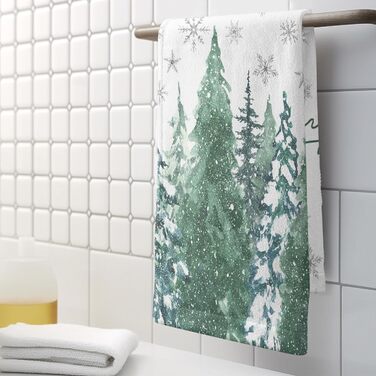 Різдвяні кухонні рушники Kwlegh, рушник для рук, різдвяна ялинка, цукерка-тростина, сніжинка, рушник для пальців, набір з 2 шт. , милий чоловічий банний рушник, високопоглинаючі рушники, 36 x (Різдвяний ліс)