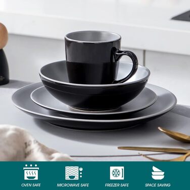 Столовий сервіз на 12 персон, 48 предметів, світло-сірий Lento Vancasso