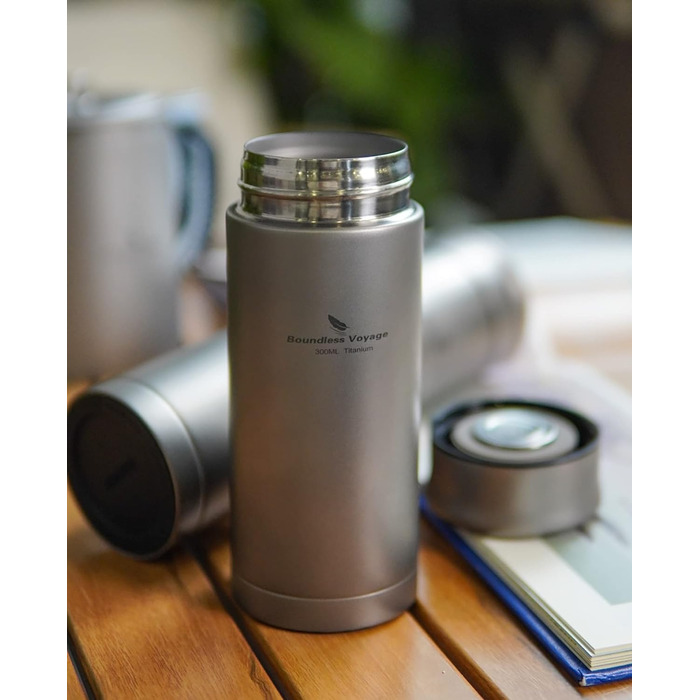 Титановые термосы Бутылки 450 мл Вакуумная кружка с фильтром Женщины Мужчины Спорт Велоспорт Бутылка для воды Двухслойная Легкая Походная Кемпинг Портативная Чай Кофе Вино Бизнес-Чашка Ti3010D (300 мл Ti3009d)