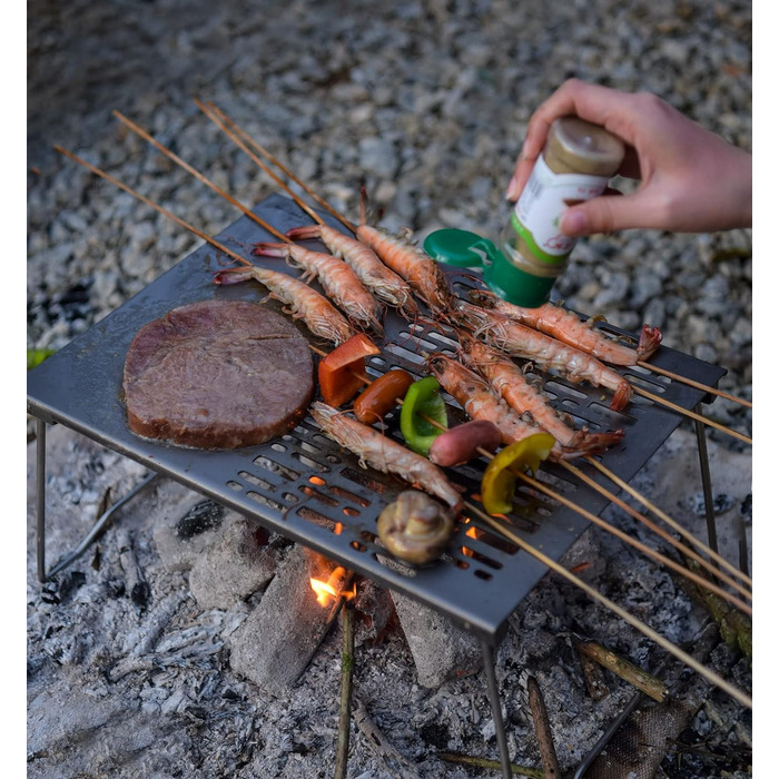 Безграничный Voyage Сверхлегкий Прочный Сверхмощный Титановый Древесный Уголь Барбекю Пластина Для Гриля На Открытом Воздухе Походы Кемпинг (Ti15159B-1)