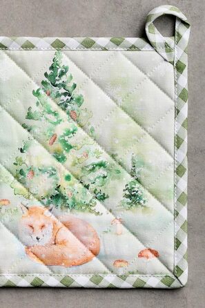 Рукавички для духовки Maison d&39 Hermine, підставки для каструль, 100 бавовна, термостійкі кухонні рукавички, рукавички для духовки (19 см x 33 см) та підставки для каструль (20 см x 20 см) для приготування їжі, Morzine - рукавички для духовки (19 x 33 с