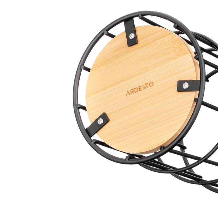 ARDESTO Подставка для столовых приборов Midori 11х11х17см, металл, бамбук, черная