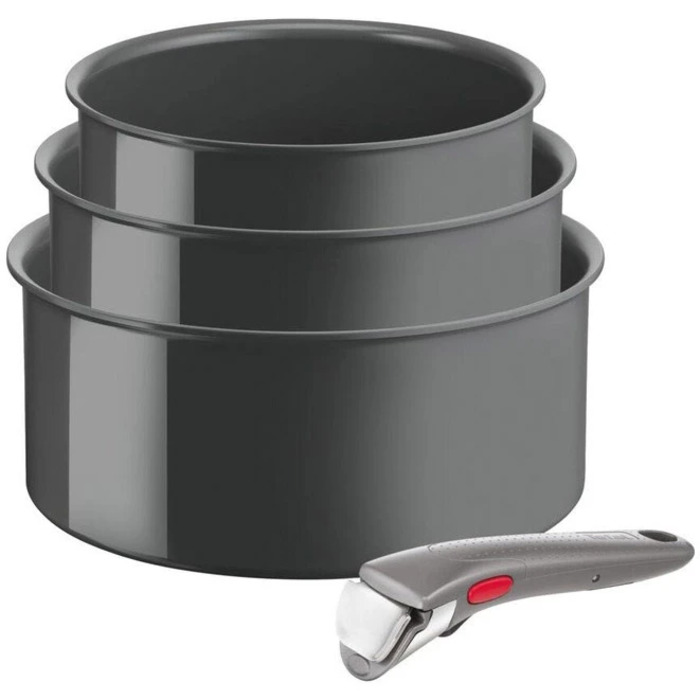 Tefal Ingenio Renew набор посуды, 4 пр., алюминий, нержавеющая сталь, бакелит, серый