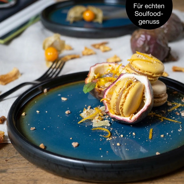 Набір з 4 десертних тарілок 21 см, синя реактивна глазур Moritz & Moritz