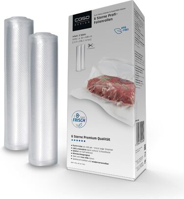 Професійні плівки CASO 6-зіркові 20x30 см, 50 вакуумних пакувальників для всіх вакуумних пакувальників, міцні та стійкі до розривів, приблизно 150 мкм, вакуумний пакувальник харчових продуктів, без BPA (30x600 см, рулони)