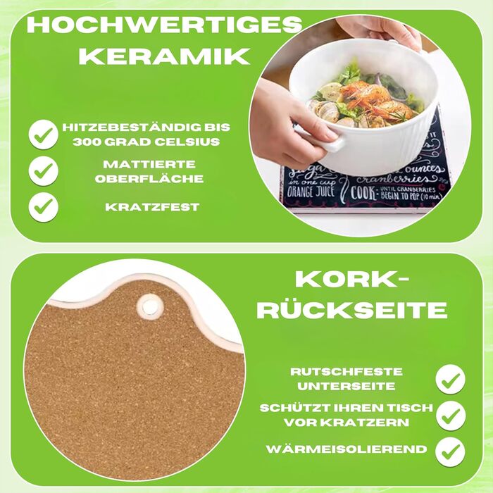 Набір з 4 підставок для посуду, кераміка/корок Ktchnhlprz