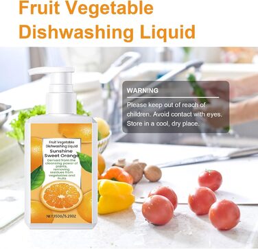 Засіб для миття фруктів та овочів, натуральні продукти, незамінне очищення, засіб для миття посуду без післясмаку (2 пляшки)