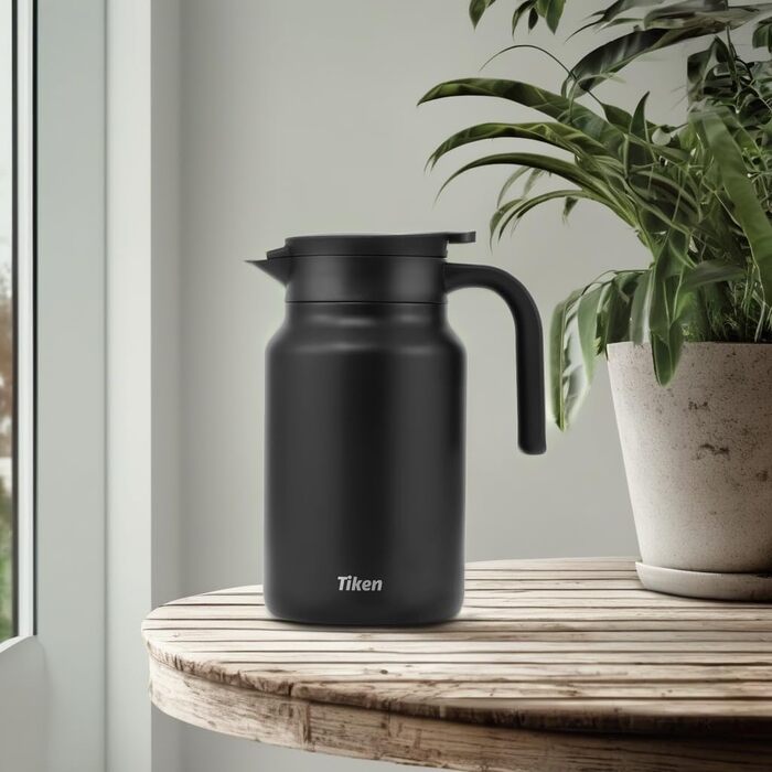 Термоглечик для кави 1,5 л з нержавіючої сталі, матовий чорний Tiken