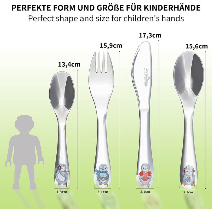 Дитячі столові прибори Пінгвін, набір 4 предмети Koru Kids