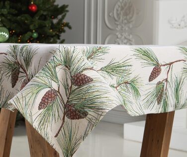 Різдвяна гобеленова скатертина Home of Christmas Скатертина на Різдво та Новий рік (Соснові шишки (без блискіток), 140x180 см)