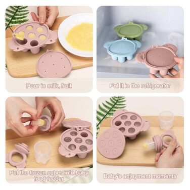 Комбінована годівниця для фруктів та міні-лоток для перекусів у морозильній камері, для дітей віком від 4 років, форми для грудного молока для охолодження дитини, силіконова годівниця без бісфенолу А для малюків, що прорізуються зубки (коала/курча/блакитн