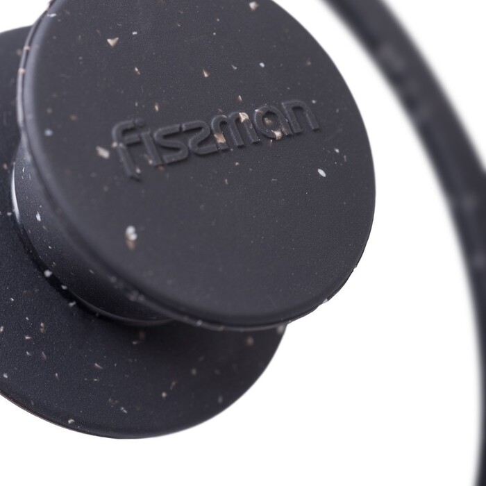 Кришка Fissman 18 см ARCADES з 'мармуровим' силіконовим обідком чорний колір скло (19901)