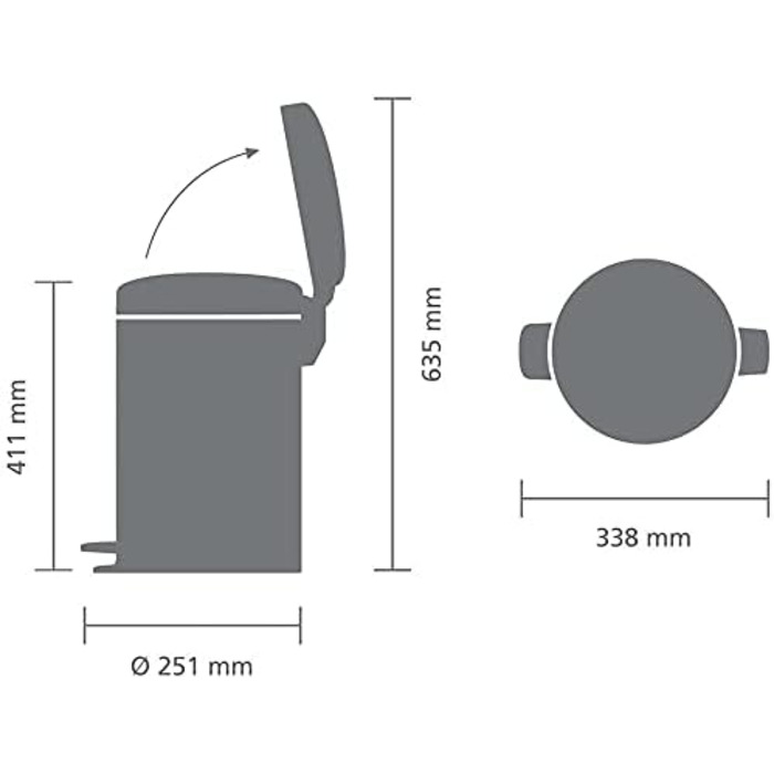 Сміттєвий бак з педаллю 12 л безшумний сталевий матовий NewIcon Brabantia