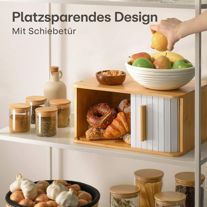 Хлебница с раздвижной дверцей 40 х 28 х 20 см белый Praknu