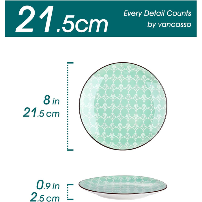 Порцелянова десертна тарілка для торта vancasso, 8 шт. 21,5 см