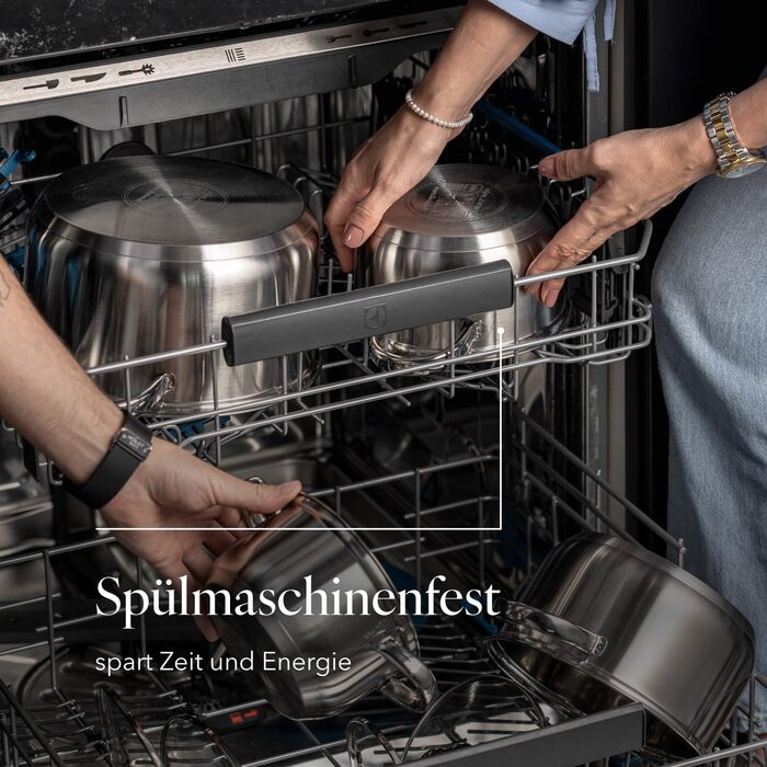 Набір посуду FLORINA 4 предмети Нержавіюча сталь 18/0 Кришка із загартованого скла Для індукційних, газових, електричних та керамічних варильних поверхонь Можна мити в посудомийній машині Високоякісний набір посуду для кожної кухні (8 предметів, Polpo)