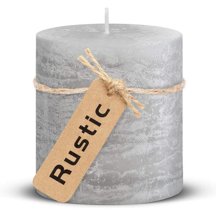 Набір із 4 свічок-стійок Brandsseller 7 x 10 см фарбовані та виготовлені з парафіну сільські свічки з тривалим часом горіння декоративні свічки для прикраси столу, Різдва та вечірок (7 x 7,5 см набір із 4 шт. , світло-сірі)