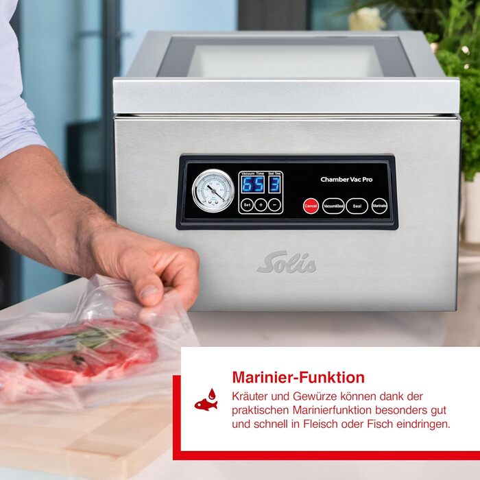 Вакуумный упаковщик 7 л, в комплекте 30 вакуумных пакетов Chamber Vac Pro Solis
