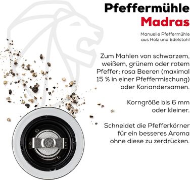 Ручне регулювання помелу u'Select, висота 16 см, 36140 (млин для перцю, шоколад)