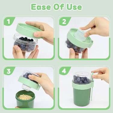 Стаканчик для пластівців 870 мл з ложкою та щіточкою, зелений Forbabe